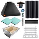 Kit Churrasqueira Gourmet Pequena Makeer 3 Dutos Preta Braseiro Cooktop Inox 354 P