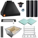 Kit Churrasqueira Gourmet Pequena Makeer 3 Dutos Preta Braseiro Cooktop Inox 354 P Kit Churrasqueira Gourmet Pequena Makeer 3 Dutos Preta Braseiro Cooktop Inox 354 P
