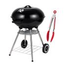 Kit Churrasqueira Monza 17 Preta e Pegador para Churrasco Compacta, Resistente e Praticidade no Manuseio