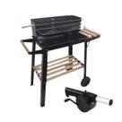 Kit Churrasqueira Salerno Preta e Soprador para Churrasco Estrutura Resistente e Acendimento Prático