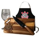 Kit Churrasqueiro Corinthians Tabua Faca Avental Taça Corinthiano Presente