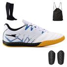 Kit Chuteira pra Quadra Futsal + Mochila + Meião e Caneleira