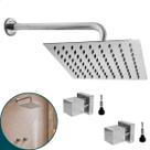 Kit Chuveiro Ducha Inox Cromada 25x25cm Braço Curvado 2 Acabamentos Registro Padrão Deca Docol A Gás Ou Solar Quente Frio