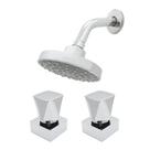 Kit Chuveiro Ducha Rubi Redondo Articulável + 2 Acabamentos Registro Pressão ou Gaveta Metal Cromado