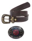 Kit Cinto Country Entralhado São Bento + Fivela Cowboy Medalha Cruz Sagrada