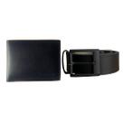 kit Cinto Couro Esportivo Com Carteira Couro Slim Esportiva Preto