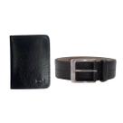Kit Cinto Couro Social Com Carteira Couro Slim