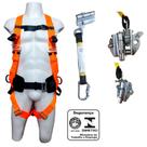 KIT Cinto de Segurança Paraquedista Abdominal 3 pontos com Trava quedas Com Dupla Trava.