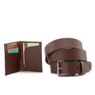 Kit Cinto Em Couro Legitimo + Porta Cartão Masculino De Couro
