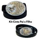 Kit Cinto Fivela Country Pai e Filho Cavalo Dourado Cowboy