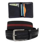 Kit Cinto Masculino Couro com Elástico Casual e Carteira em Couro Kit Cinto Masculino Couro com Elástico Casual e Carteira em Couro