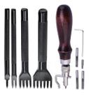 Kit Cinzel Garfo Furador Fransidor Groover Marcador Couro Kit Cinzel Garfo Furador Fransidor Groover Marcador Couro