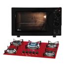 Kit Clássico Fischer: Forno Bancada Grill e Cooktop 5B TC Vermelho