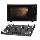 Kit Clássico Fischer: Forno Bancada Grill Preto e Cooktop 5B