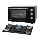 Kit Clássico Fischer: Forno Bancada New Preto e Cooktop 5B Tripla Chama Voltagem:127 Kit Clássico Fischer: Forno Bancada New Preto e Cooktop 5B Tripla Chama Voltagem:127