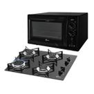 Kit Clássico Fischer: Forno Bancada Pop Grill e Cooktop a Gás 4B Preto Voltagem:220