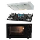 Kit Clássico Fischer: Forno Grill Preto Cooktop 5B TC e Depurador 80 cm