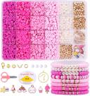 Kit Clay Beads Wullgess 3500 unidades para pulseiras feitas de rosa