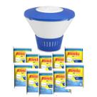 Kit Clorador Flutuador + 10Pastilhas Hcl 5Em1 Hidroall 200G Para Piscina