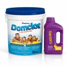 Kit Cloro De Piscina Granulado Hipoclorito Cálcio 10kg Domclor + Floculante Domclor