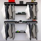 Kit Closet com Cabideiros de 70cm e Prateleiras Preto Organização Moderna para Seu Quarto