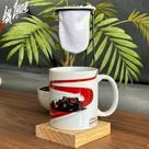 Kit Coador e Caneca de Porcelana Max Verstappen e Ayrton Senna Fórmula 1 Xícara Café Decorativa