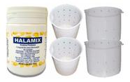 Kit Coalho Halamix pó fabricação de queijos 50g com 4 formas