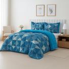 Kit Coberdrom Casal Queen 3 Peças Dupla Face 400 Fios Estampado Patchwork Roupa de Cama Premium Cobertor Manta Soft