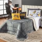 Kit Coberdrom Game Streamer Cinza c/ Almofadas Solteiro 04 Peças - Dupla Face Sherpa e Mantinha