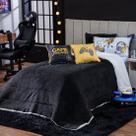 Kit Coberdrom Game Streamer Preto c/ Almofadas Solteiro 04 Peças - Dupla Face Sherpa e Mantinha