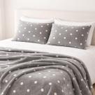 Kit Cobertor Casal Flannel Poá 3 Peças 2,30x2,45m com Fronhas Super Macio TamanhoCasal PadrãoCorCinza