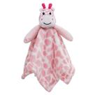Kit Cobertor e Naninha Bebê Girafinha Rosa com Prendedor de Chupeta.