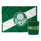 Kit Cobertor Manta Solteiro com Balde Pipoca Palmeiras Zona Criativa Avanti Verdão Licenciado 5 Litros Cor:VerdeDesenho