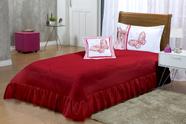Kit Cobre Borboletas Solteiro 04 Peças Bordadas - Vermelho Kit Cobre Borboletas Solteiro 04 Peças Bordadas - Vermelho