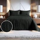 Kit Cobre Leito 400 Fios Colcha Solteiro 2 Peças Bordado Dupla Face Porta Travesseiro Decoração Elegante