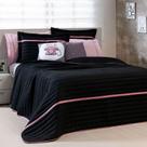 Kit Cobre Leito 5 Peças Queen Inove 100% Poliéster - Call Me Preto/Rosa