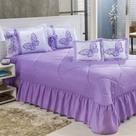Kit Cobre Leito Borboletas Casal King 07 Peças Lilás Kit Cobre Leito Borboletas Casal King 07 Peças Lilás