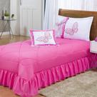 Kit Cobre Leito Borboletas Solteiro 04 Peças Bordadas Pink