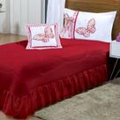 Kit Cobre Leito Borboletas Solteiro 04 Peças Bordadas - Vermelho