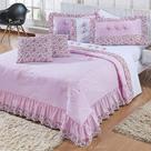 Kit Cobre Leito Bordado Naturalle Casal Padrão 07 Peças Micropercal - Rosa
