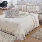 Kit Cobre Leito Bordado Naturalle Casal Super King 07 Peças Micropercal - Palha