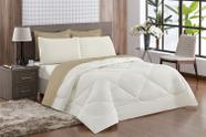 kit Cobre Leito Cama Posta Casal Queen Fabuloso Dupla Face Palha Avelã com 5pçs