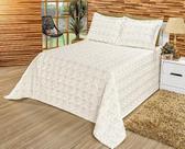 Kit Cobre Leito Casal King 3Pçs Luxo Premium Bordado Palha