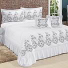 Kit Cobre Leito Casal King Amore 07 Peças Bordadas BRANCO Kit Cobre Leito Casal King Amore 07 Peças Bordadas BRANCO