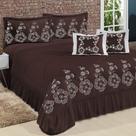 Kit Cobre Leito Casal King Amore 07 Peças Bordadas - Marrom