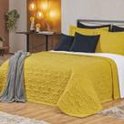 Kit Cobre Leito Casal King Belga 3 Peças Bordado 400 Fios Mostarda