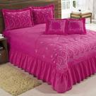 Kit Cobre Leito Casal Padrão Desejos 07 Peças Bordado - Pink Kit Cobre Leito Casal Padrão Desejos 07 Peças Bordado - Pink