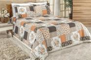 kit Cobre Leito Casal Padrão La Bella 3 Peças Tecido Estampado Patchwork Laranja