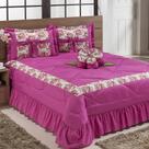 Kit Cobre Leito Casal Queen Amazonas 04 Peças Colcha - Pink