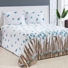 Kit Cobre Leito Casal Queen Bella Piquet 03 Peças Tulipa Azul